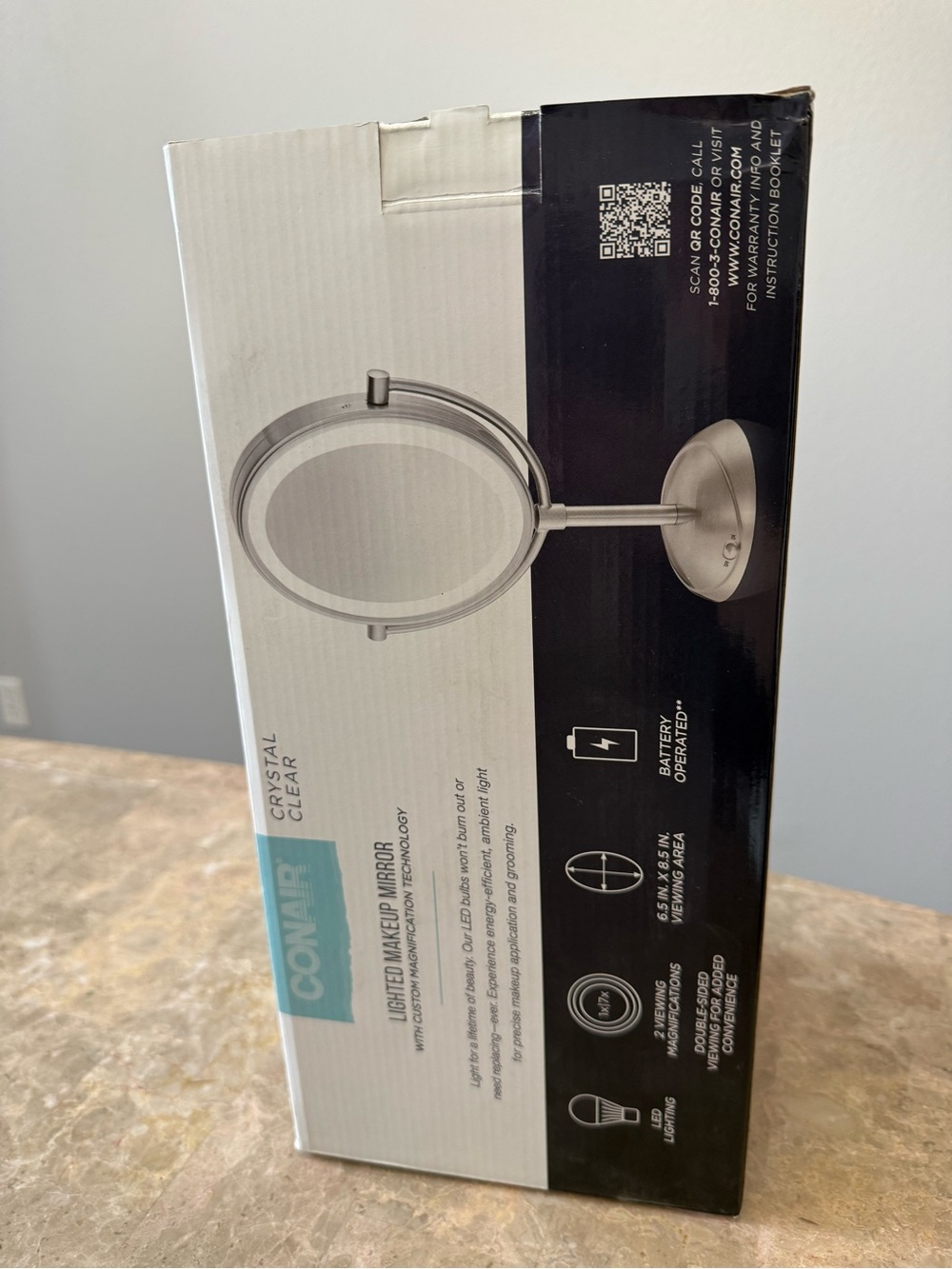 Conair Lighted Makeup Mirror LED 1X/7X Magnifying Double Side - Picture 5 of 6